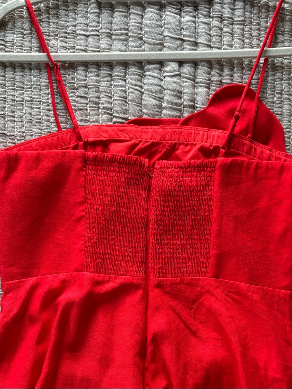 NWT - FARM Rio Garden Appliqué Linen Blend Midi Dress Red - Size: Medium - Picture 9 of 11